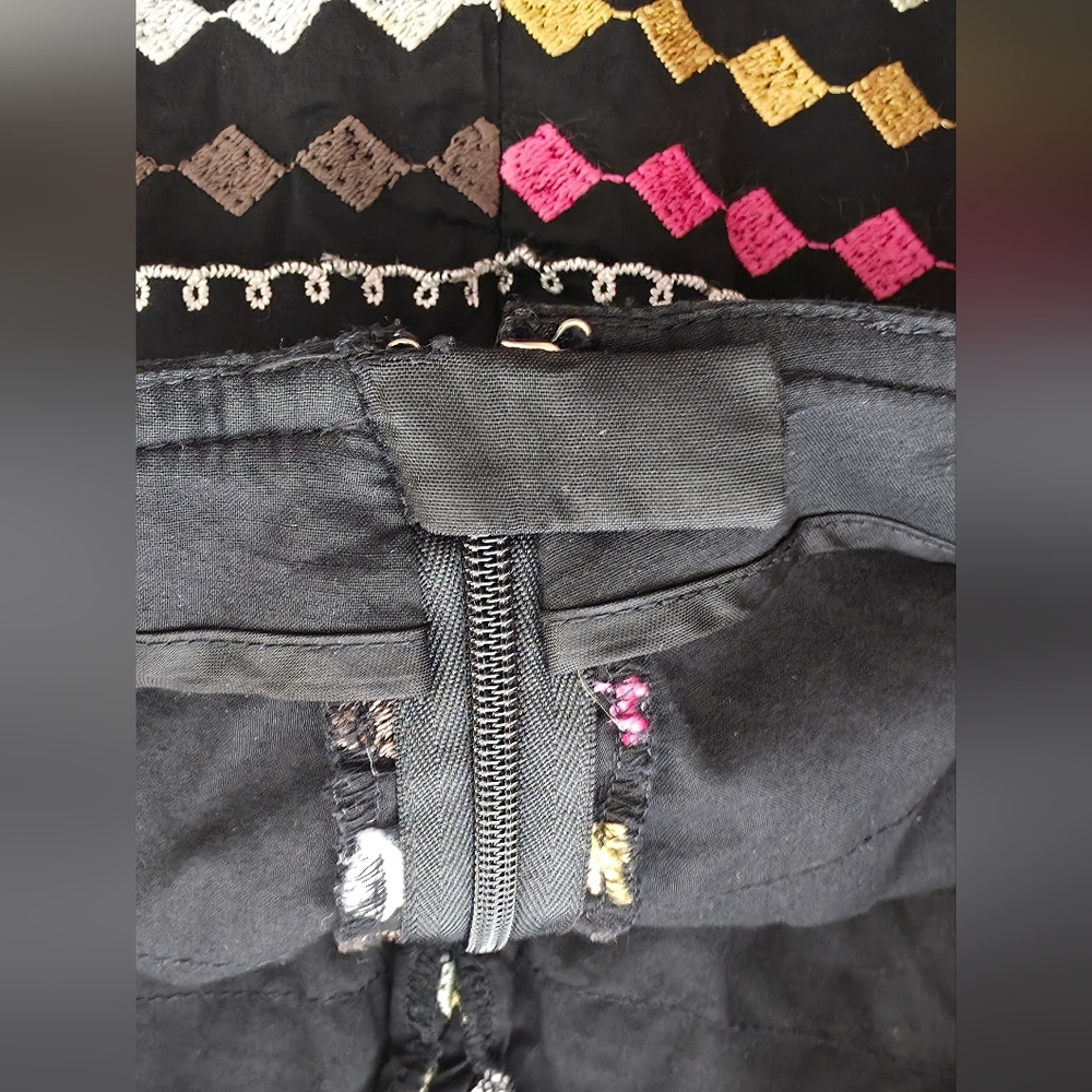 Etcetera Floral Embroidered Tiered Pencil Skirt Black Pink Boho-Chic Cottagecore - Picture 7 of 11